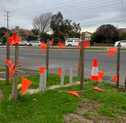 Fluoro Orange Bunting on site